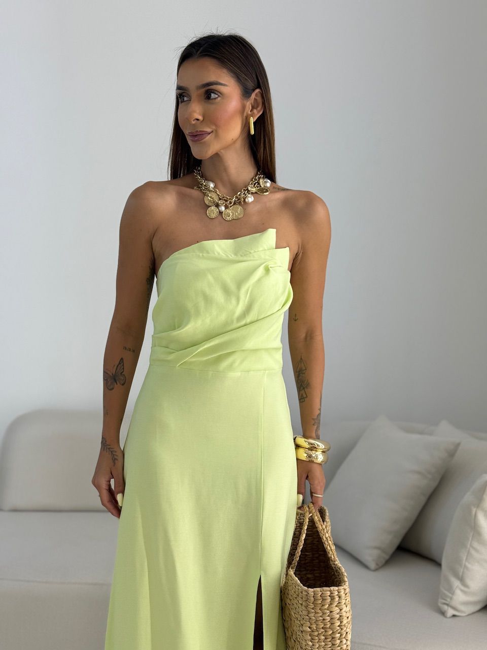 VESTIDO ELISA FENDA VERDE
