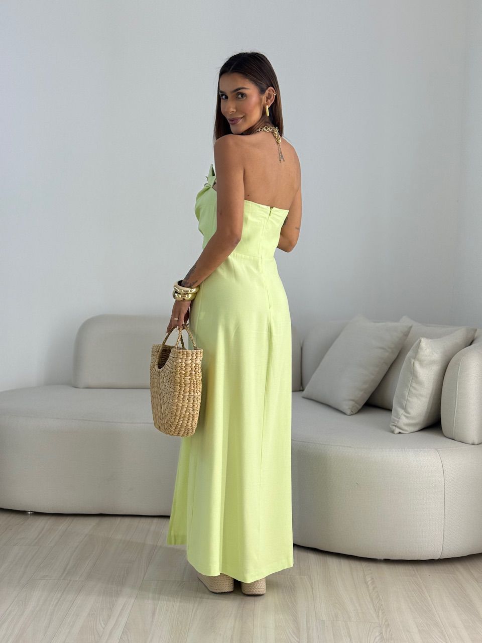 VESTIDO ELISA FENDA VERDE