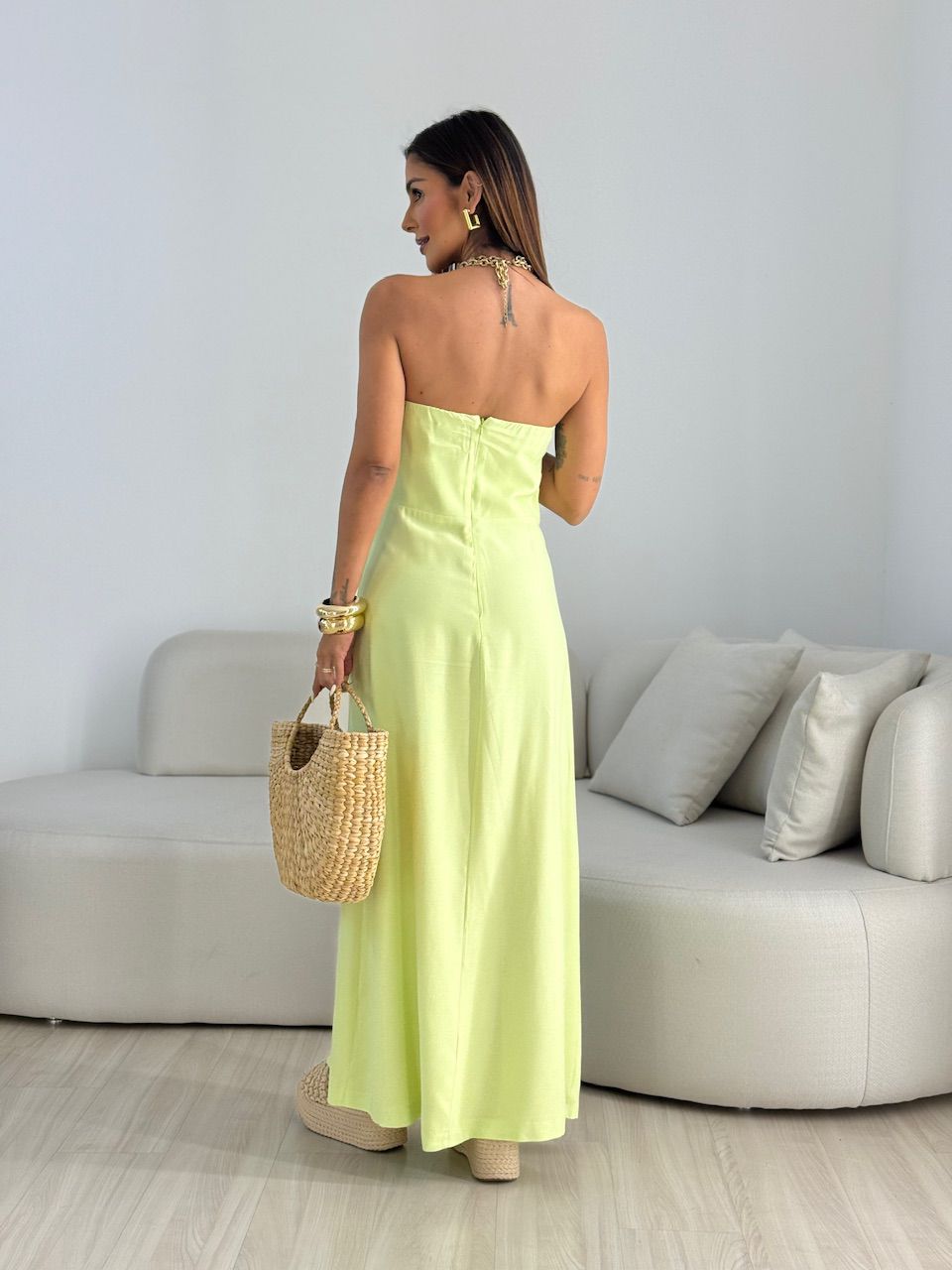 VESTIDO ELISA FENDA VERDE