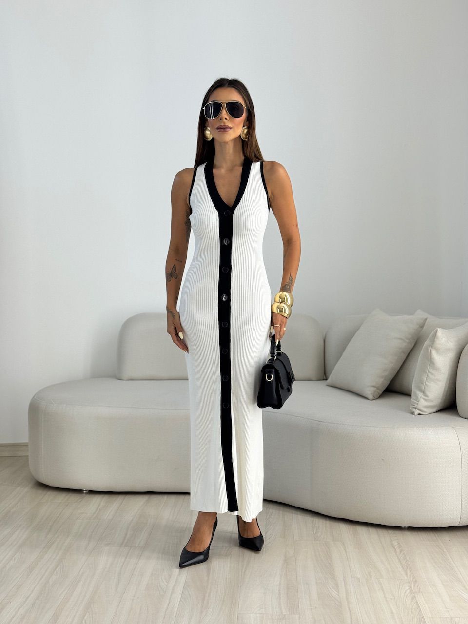 VESTIDO LAURA CANELADO OFF - 0069190326 - CAROLLA FERRARO