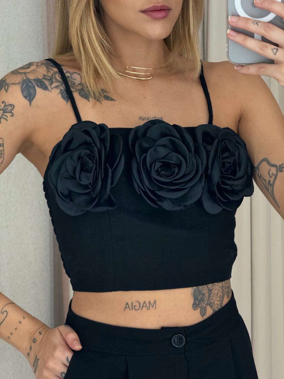 CONJUNTO LEANDRA FLOR PRETO