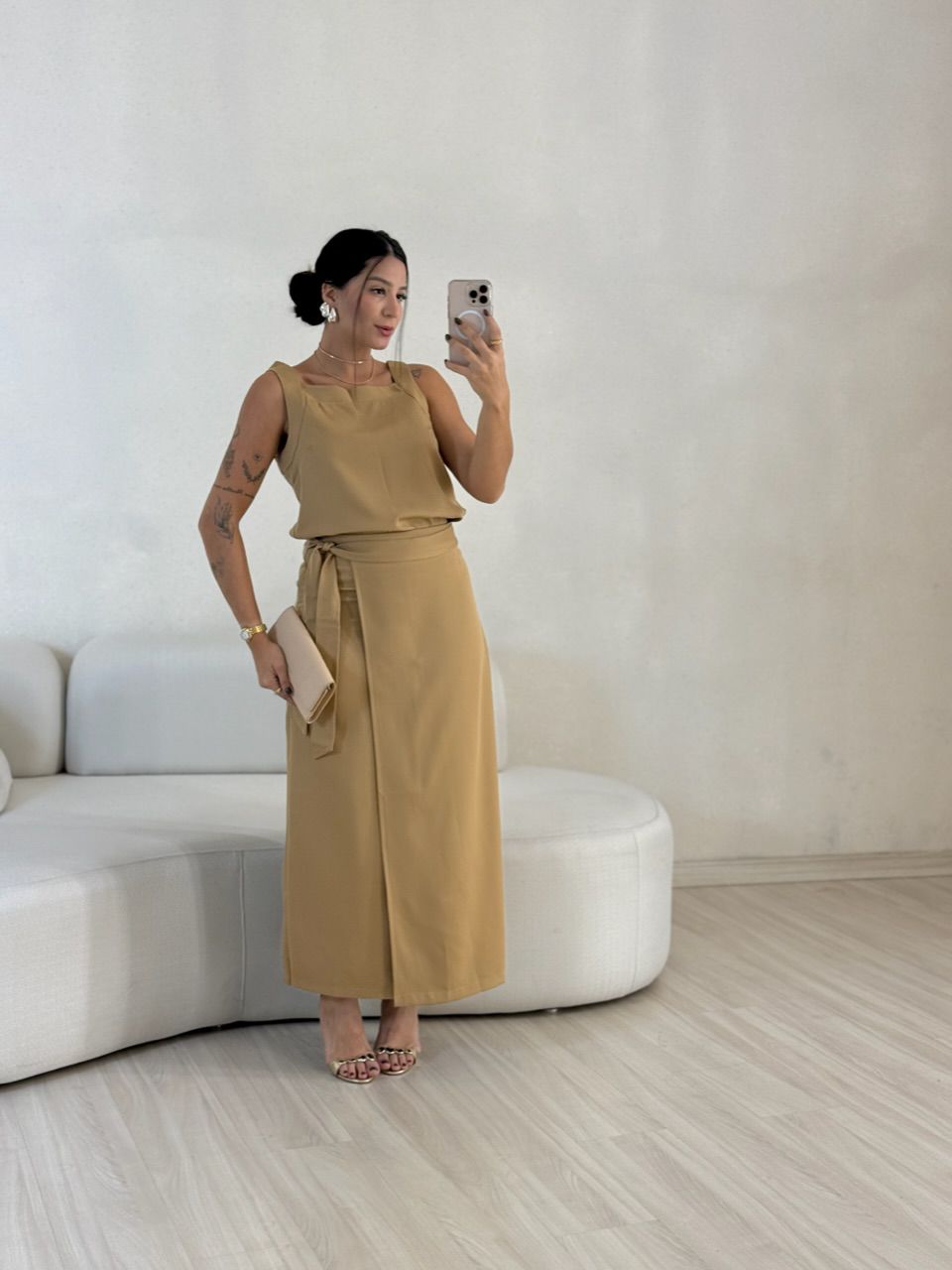 CONJUNTO VALENTINA SAIA NUDE - 0057390049 - CAROLLA FERRARO
