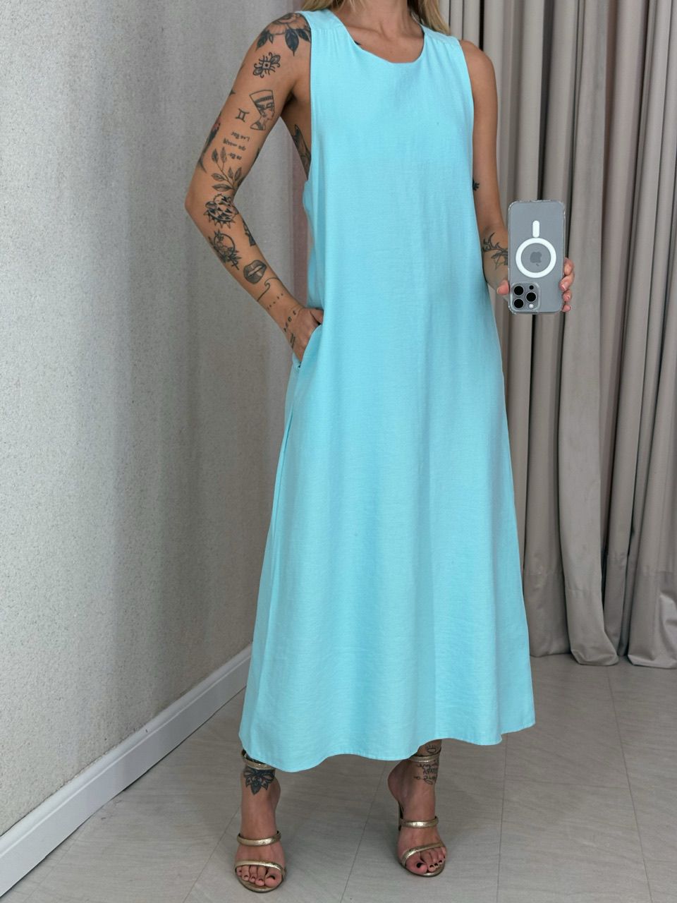 VESTIDO VIVIANE GOLA NÓ AZUL