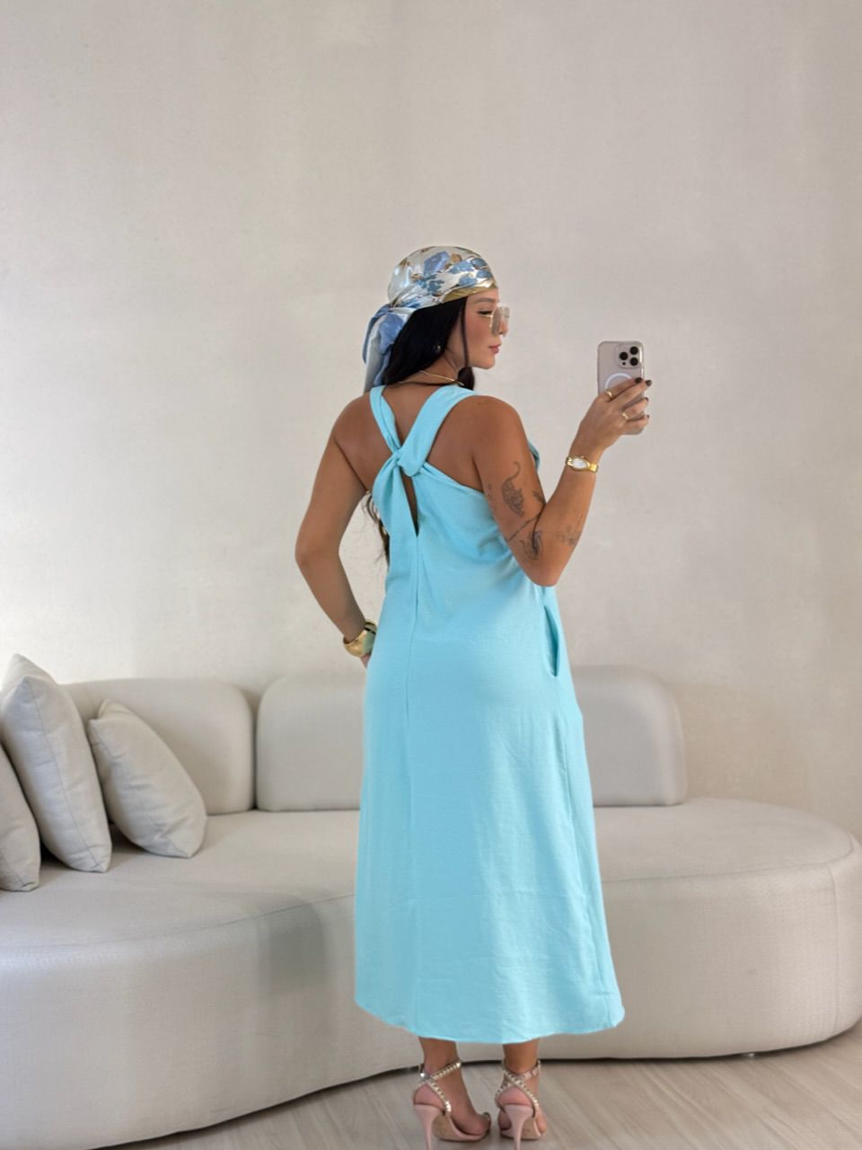 VESTIDO VIVIANE GOLA NÓ AZUL