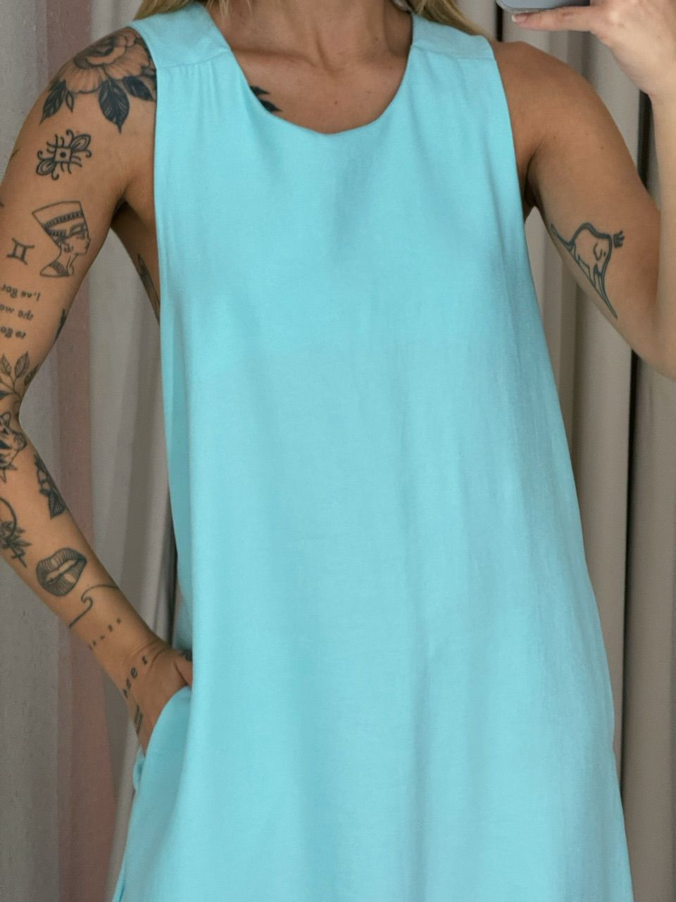 VESTIDO VIVIANE GOLA NÓ AZUL