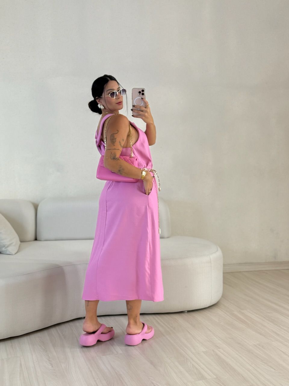 VESTIDO VIVIANE GOLA NÓ Rosa