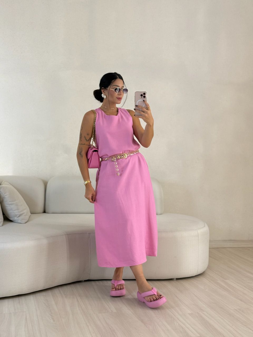 VESTIDO VIVIANE GOLA NÓ Rosa