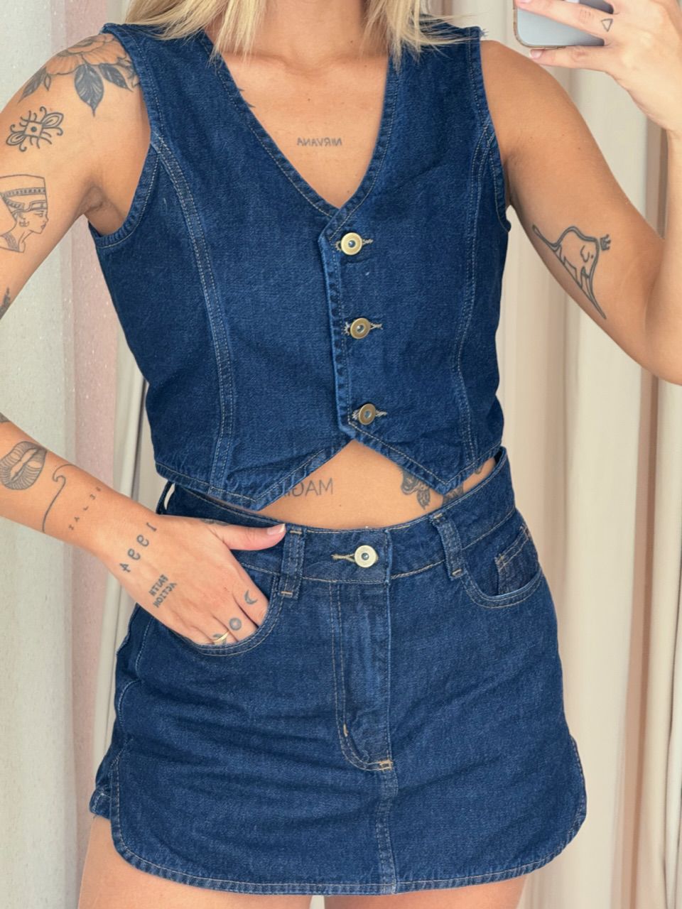 SHORT SAIA RITA JEANS JEANS ESCURO