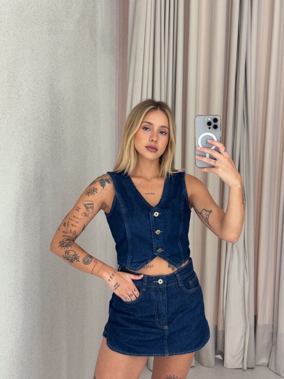 SHORT SAIA RITA JEANS JEANS ESCURO
