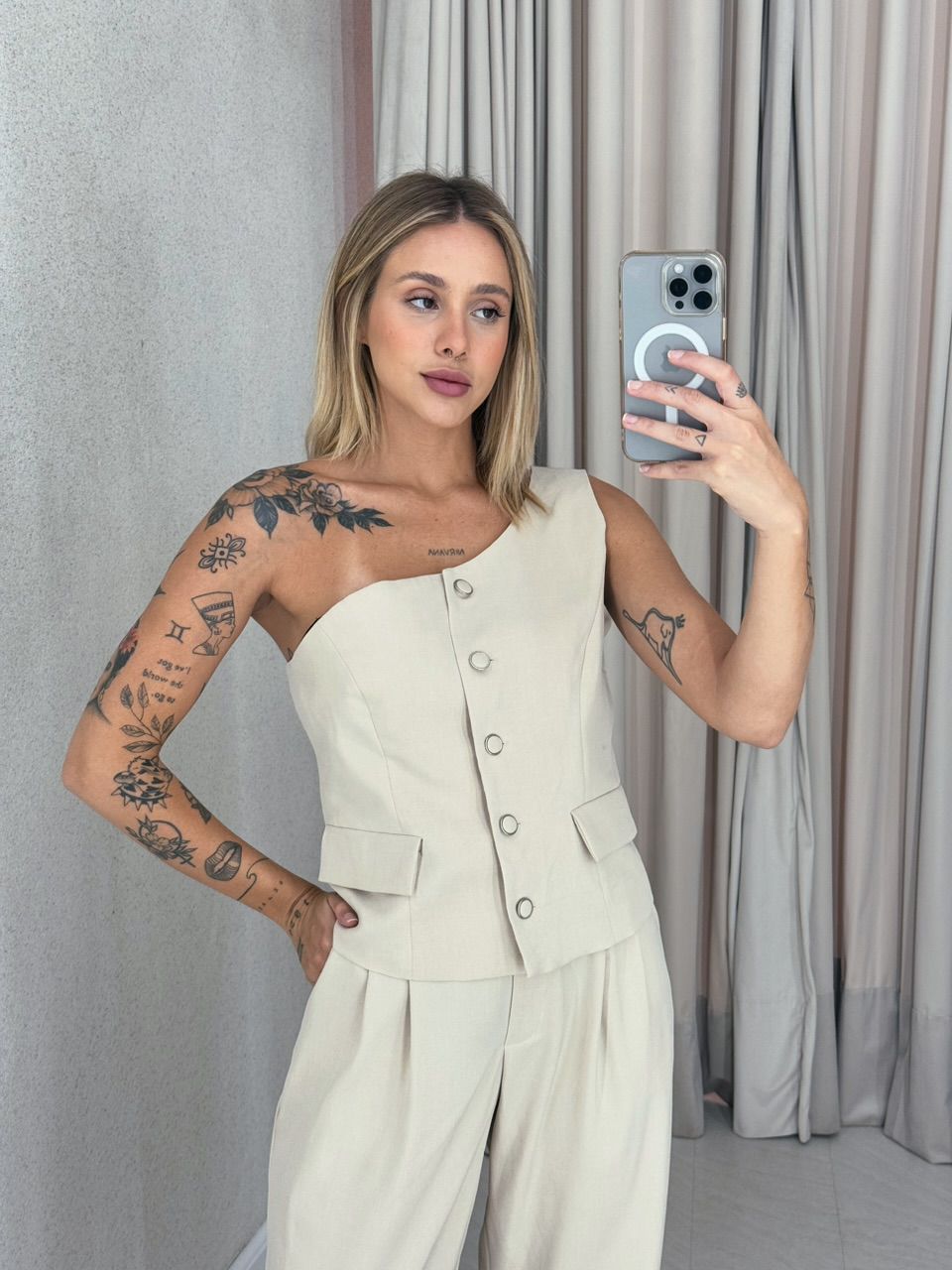CONJUNTO KAROLINE NULA MANGA NUDE