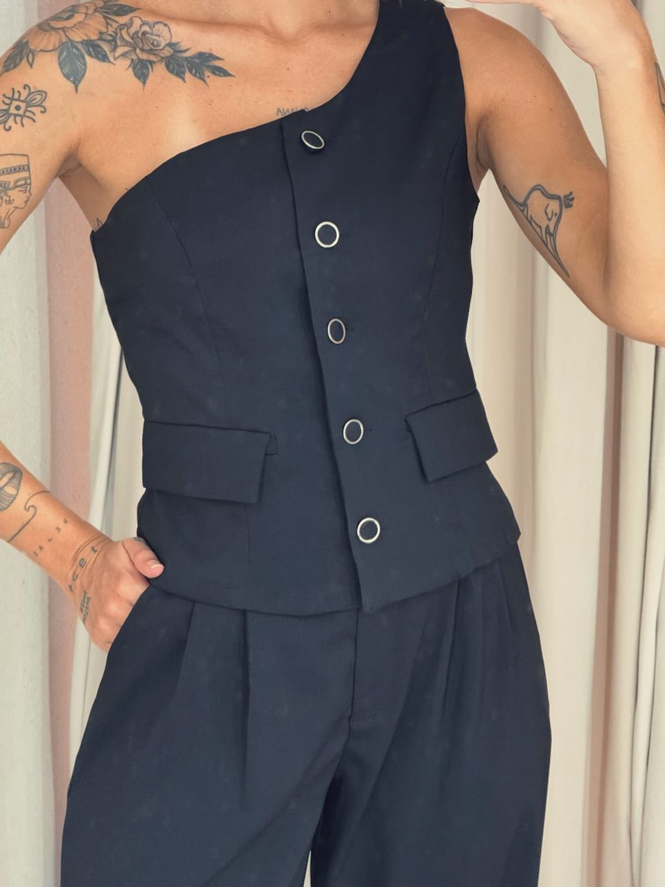 CONJUNTO KAROLINE NULA MANGA PRETO