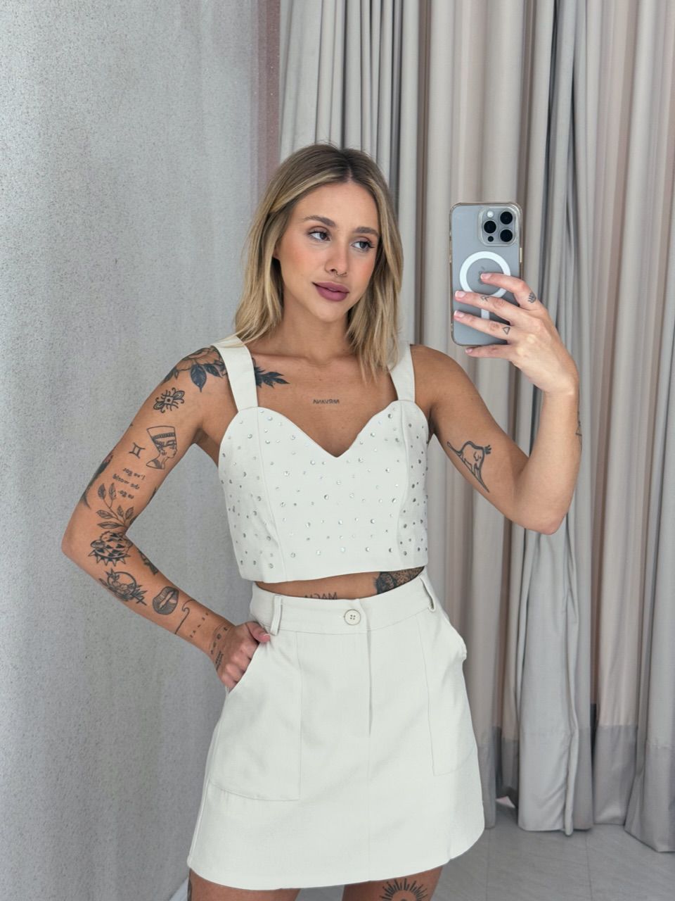 CONJUNTO SUELI TOP BRILHO NUDE