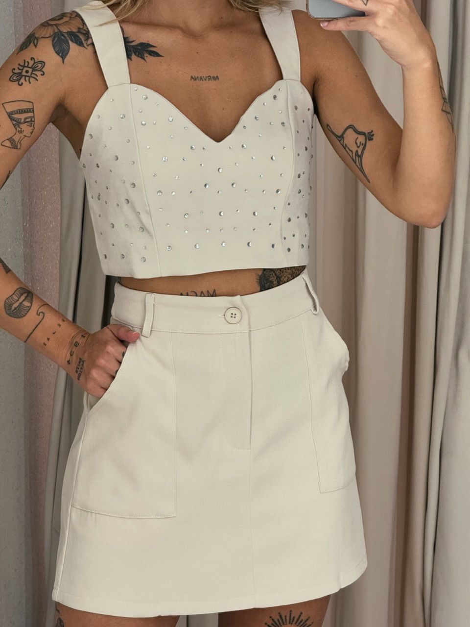 CONJUNTO SUELI TOP BRILHO NUDE