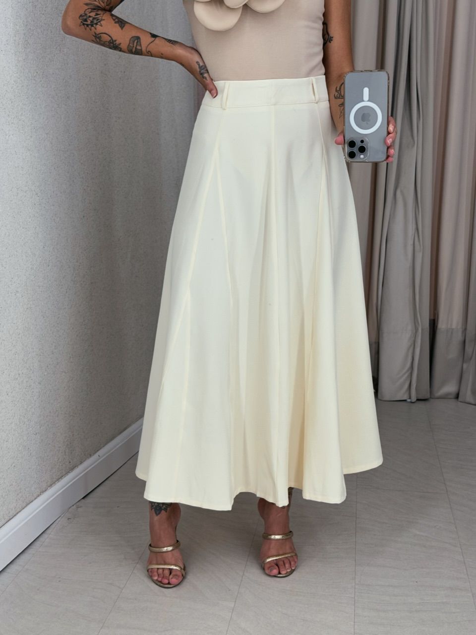  SAIA KAMILA MIDI Marfim - 0058650056 - CAROLLA FERRARO