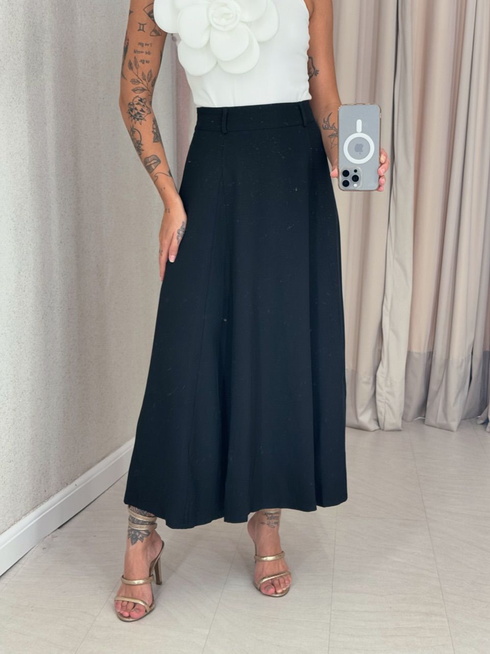  SAIA KAMILA MIDI Preta - 0058650033 - CAROLLA FERRARO
