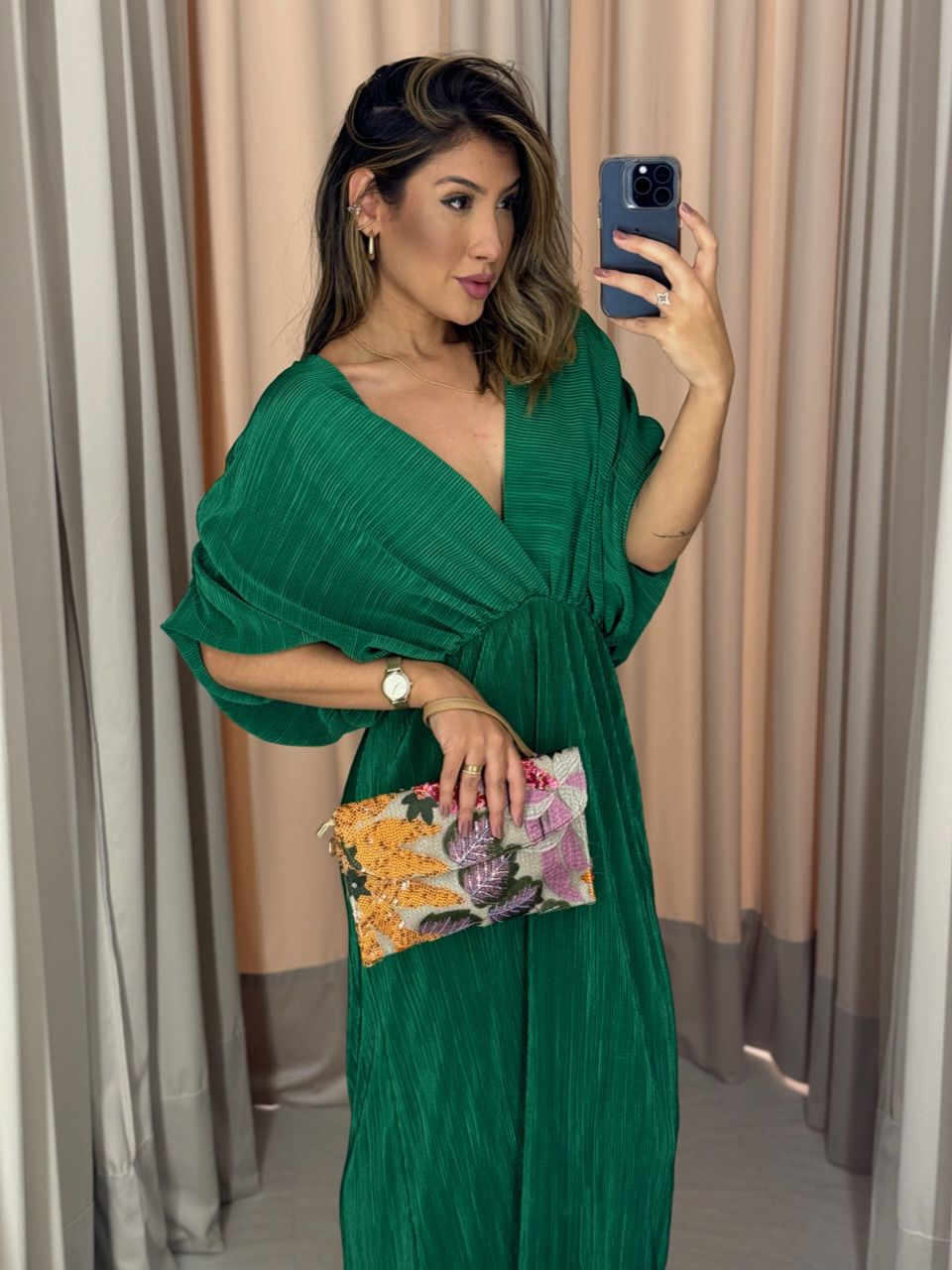 VESTIDO TUANY PLISSADO VERDE