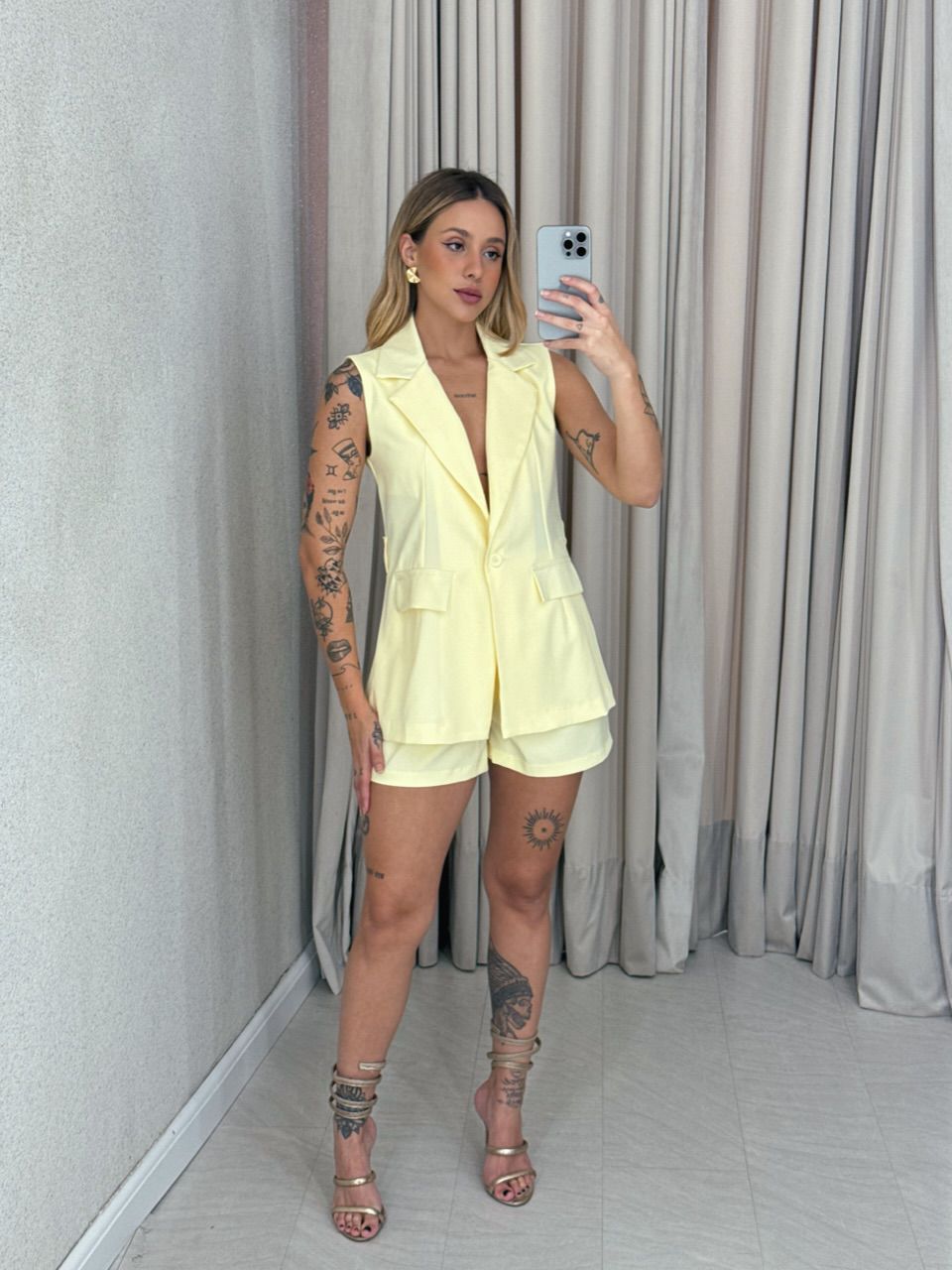 CONJUNTO ARLETE COLETE AMARELO - 0060060111 - CAROLLA FERRARO
