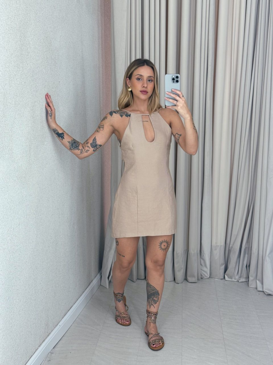 VESTIDO DALVA CURTO NUDE - 0060130049 - CAROLLA FERRARO