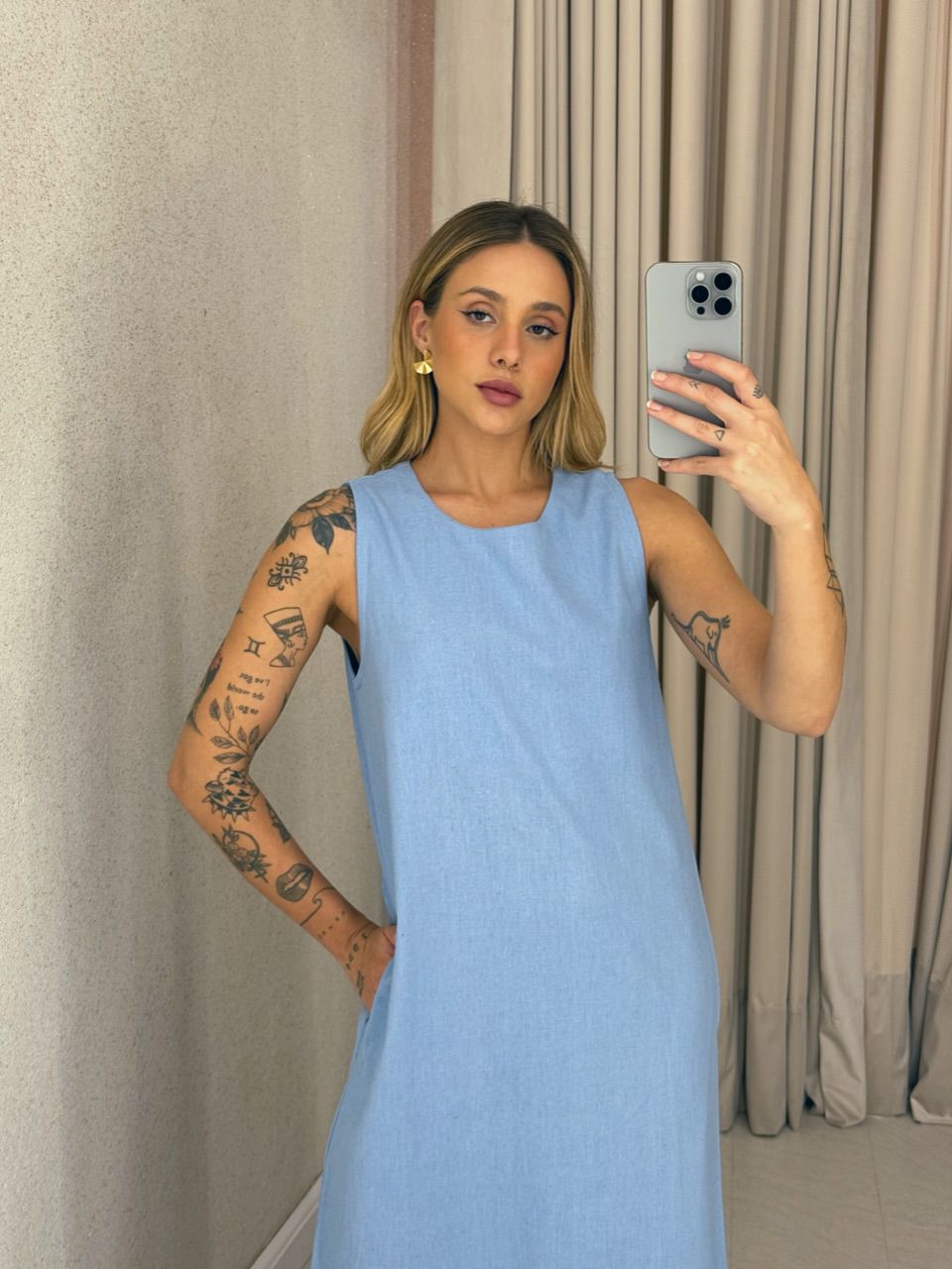 VESTIDO VALQUÍRIA LONGUETE AZUL