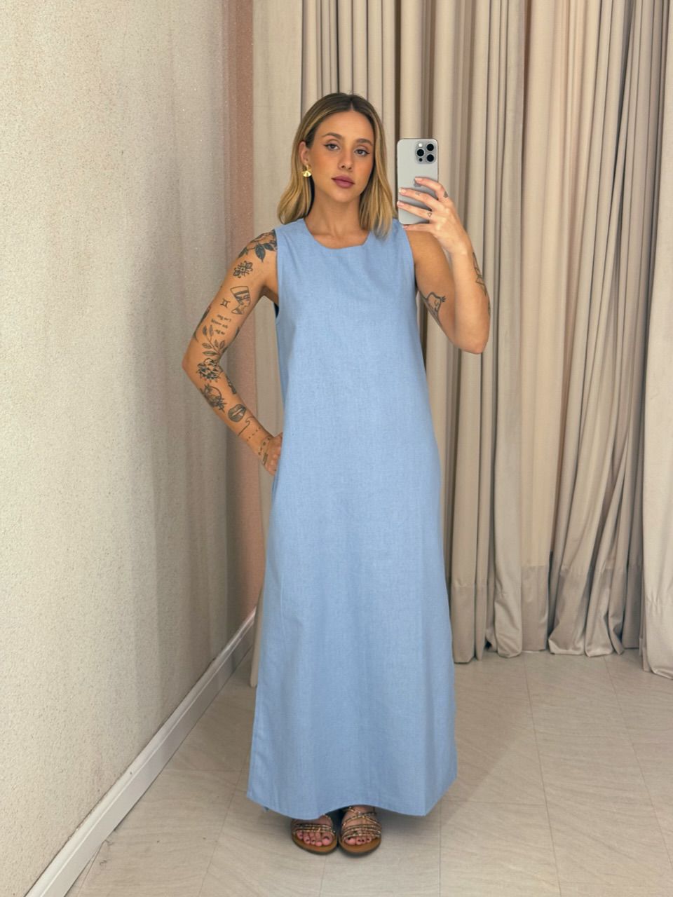 VESTIDO VALQUÍRIA LONGUETE AZUL