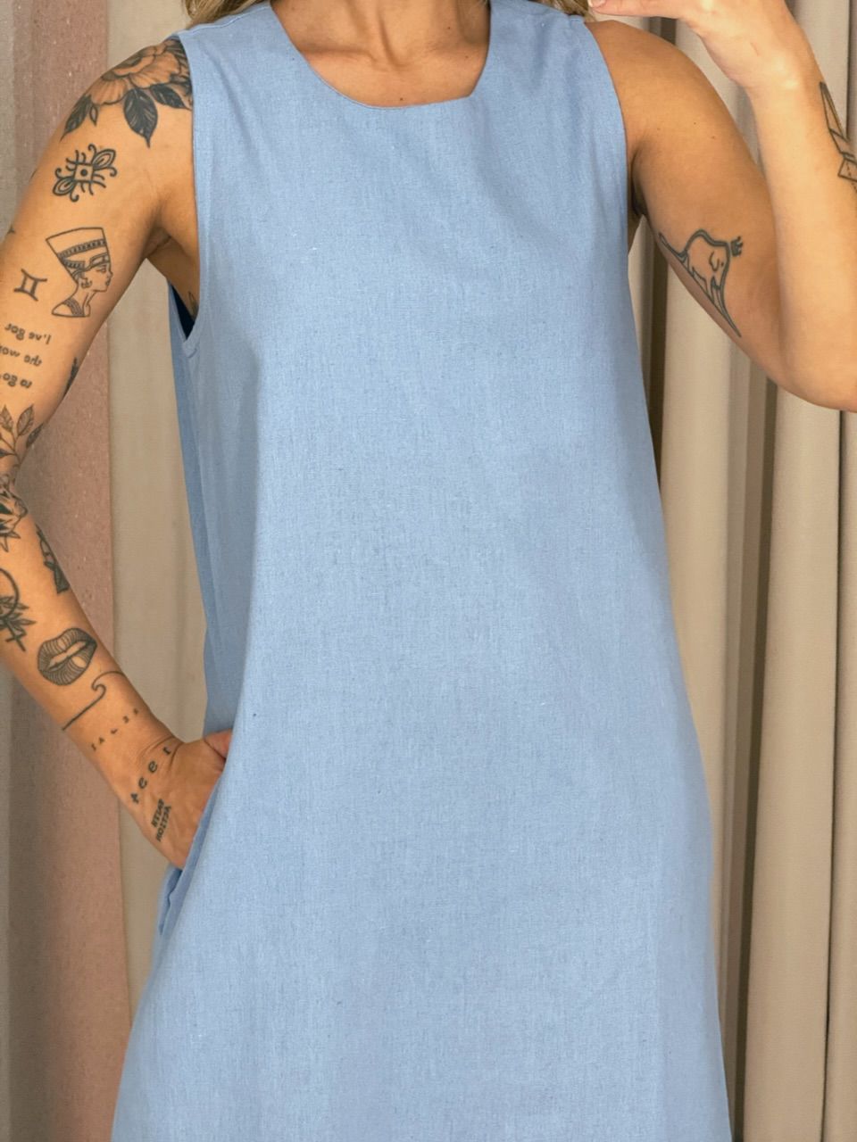 VESTIDO VALQUÍRIA LONGUETE AZUL