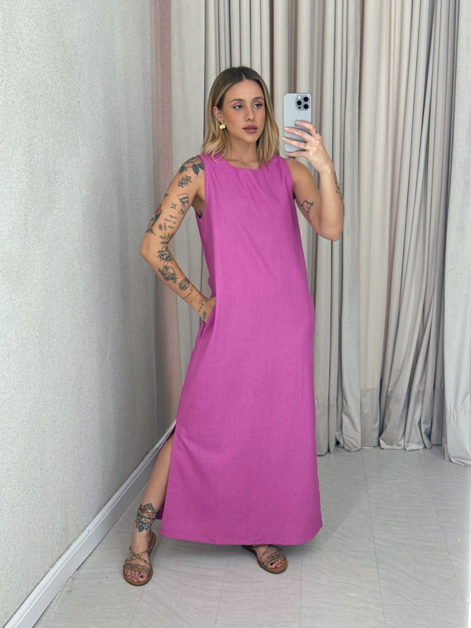 VESTIDO VALQUÍRIA LONGUETE PINK - 0060140037 - CAROLLA FERRARO