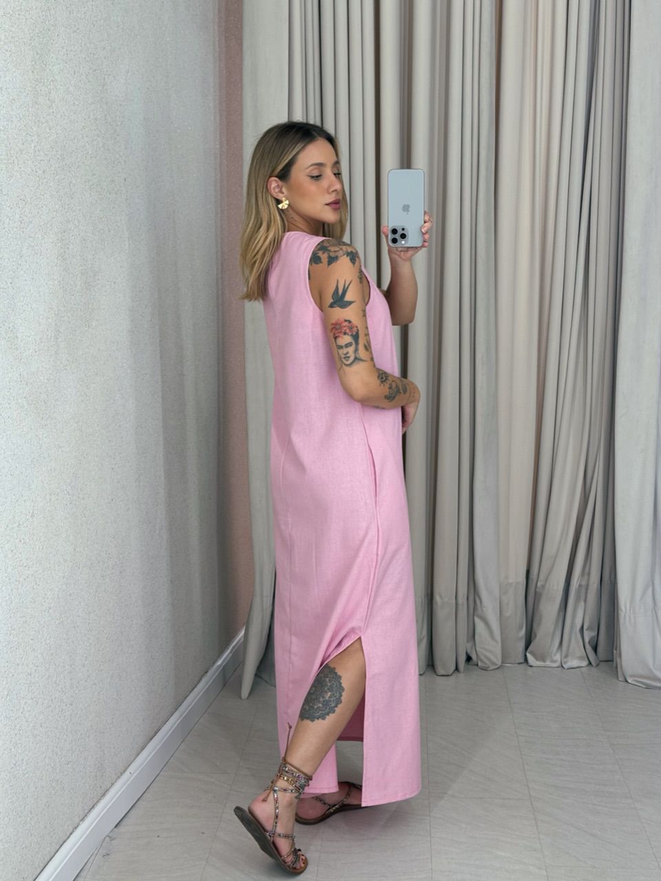 VESTIDO VALQUÍRIA LONGUETE ROSA