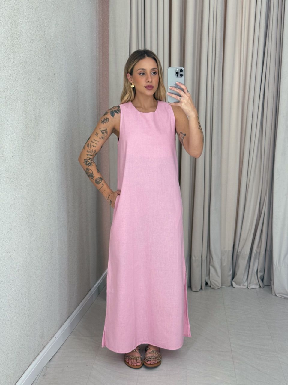 VESTIDO VALQUÍRIA LONGUETE ROSA