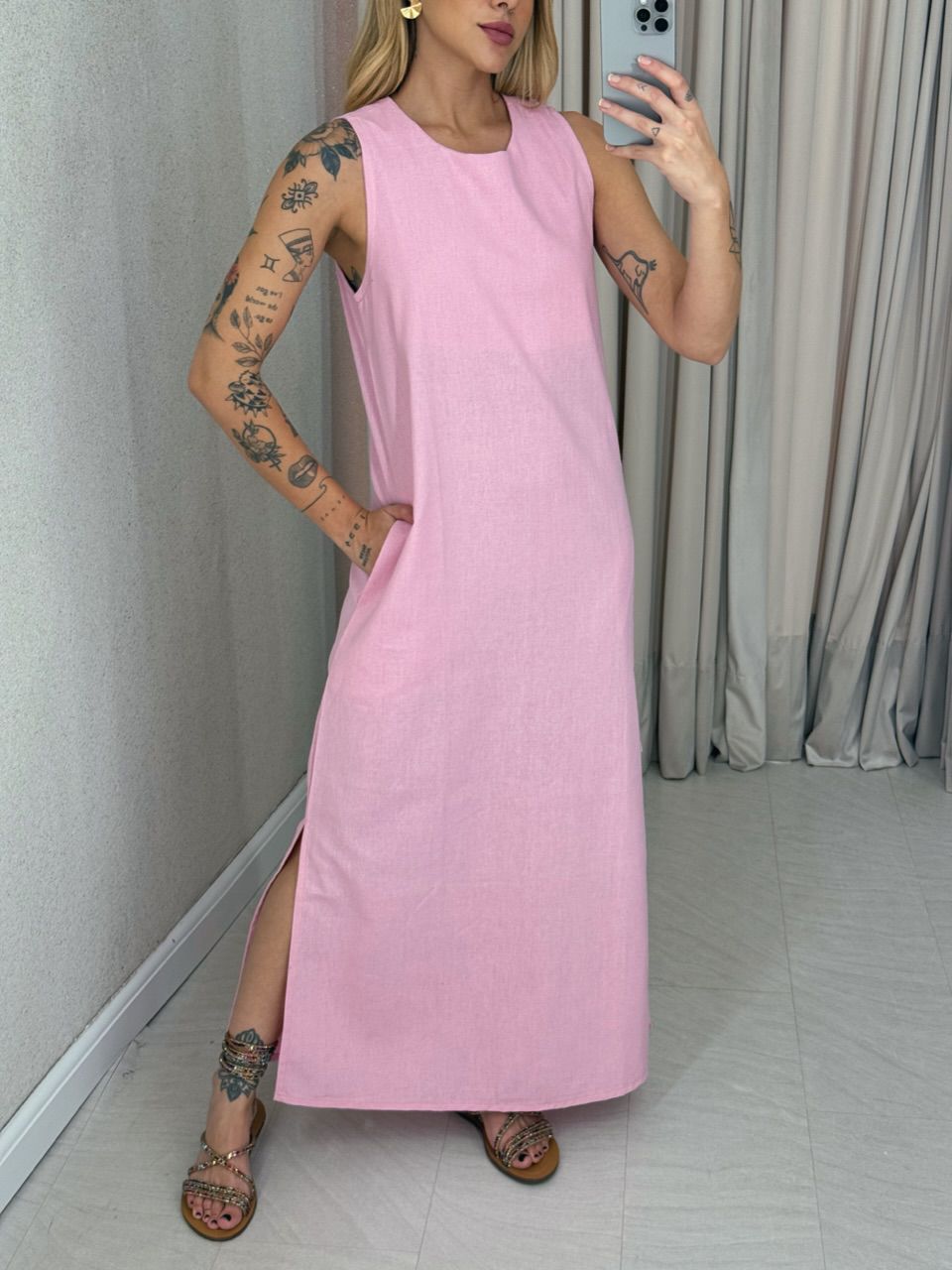 VESTIDO VALQUÍRIA LONGUETE ROSA