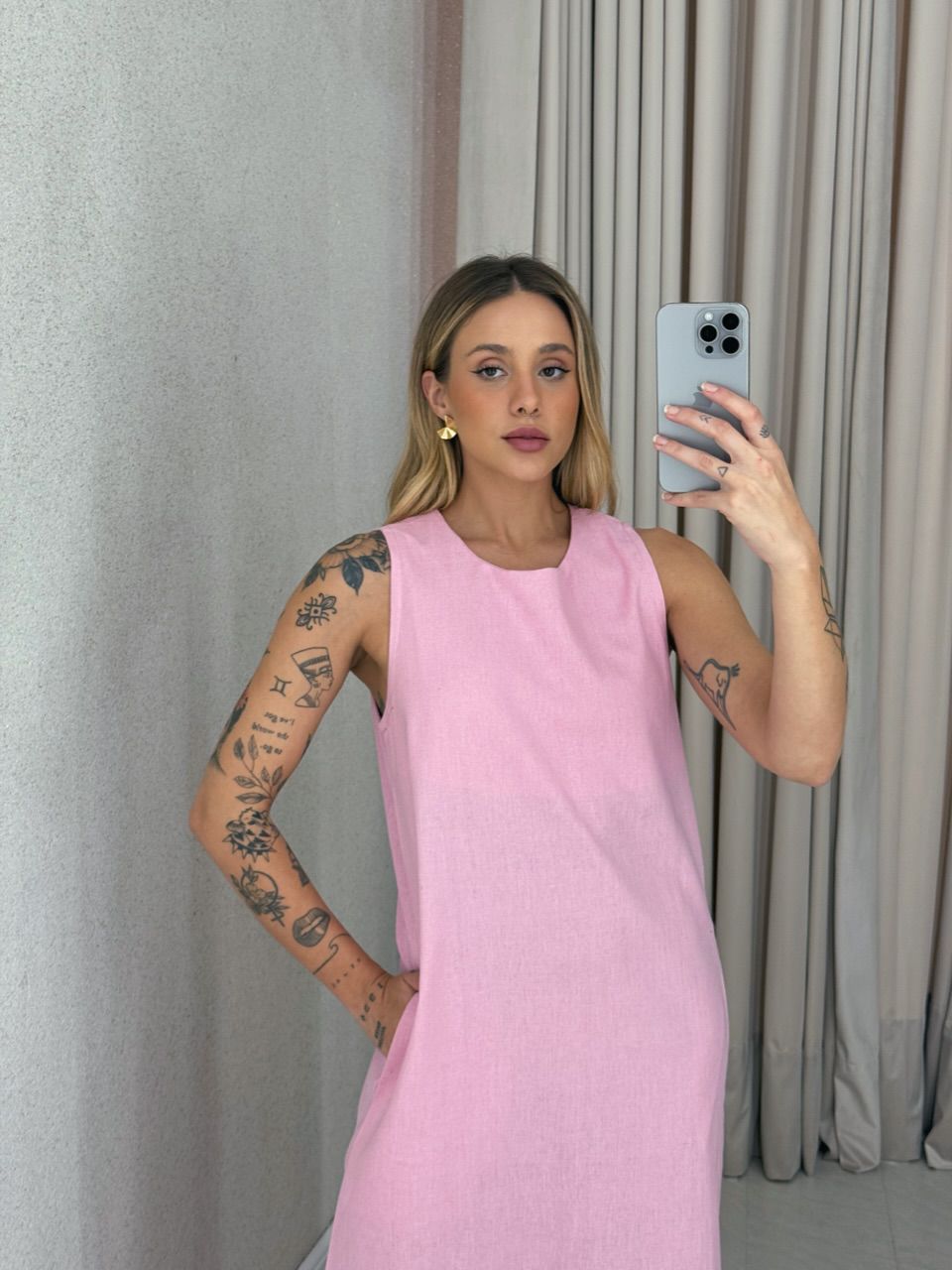 VESTIDO VALQUÍRIA LONGUETE ROSA