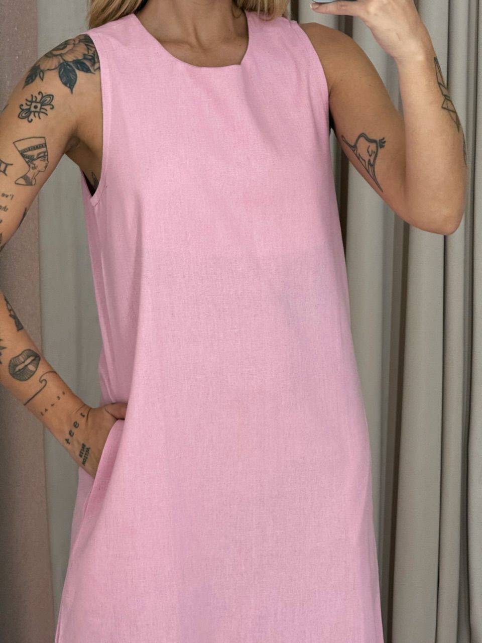 VESTIDO VALQUÍRIA LONGUETE ROSA