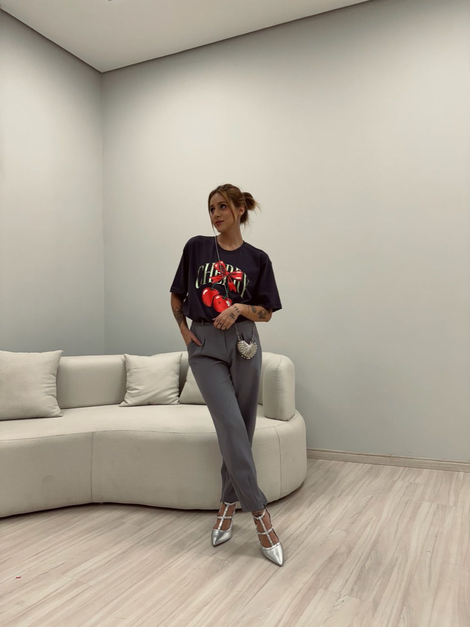 CALÇA GISELE CENOURA CINZA