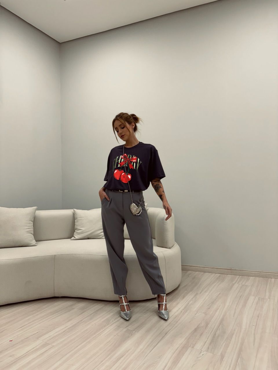 CALÇA GISELE CENOURA CINZA