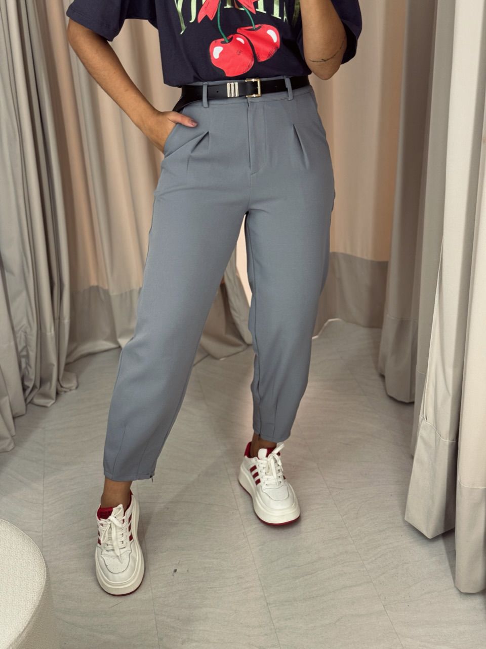 CALÇA GISELE CENOURA CINZA