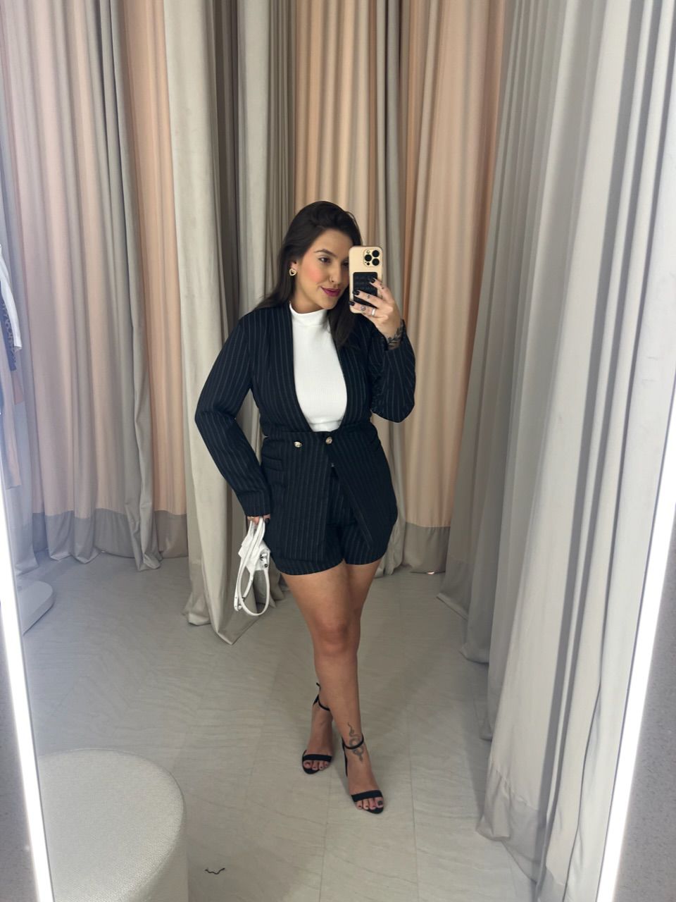 CONJUNTO ESTELA RISCA DE GIZ PRETO LISTRADO
