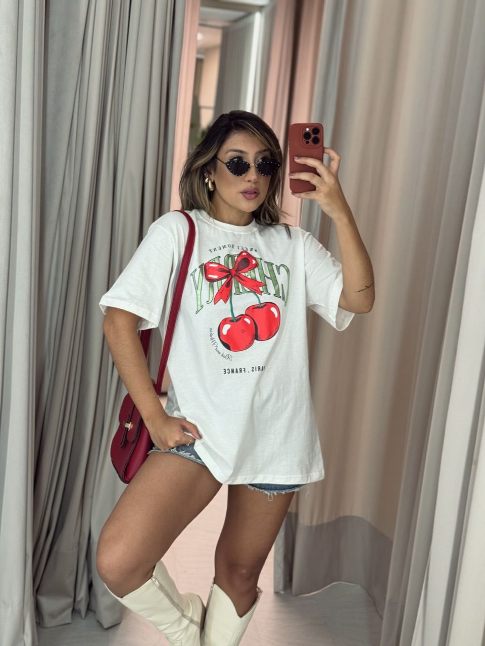 T-SHIRT OVER CEREJA OFF - 0051140048 - CAROLLA FERRARO