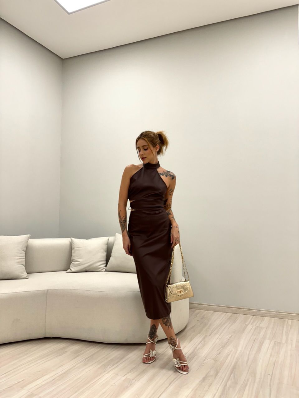 VESTIDO CLARISSE COURINO CAFÉ