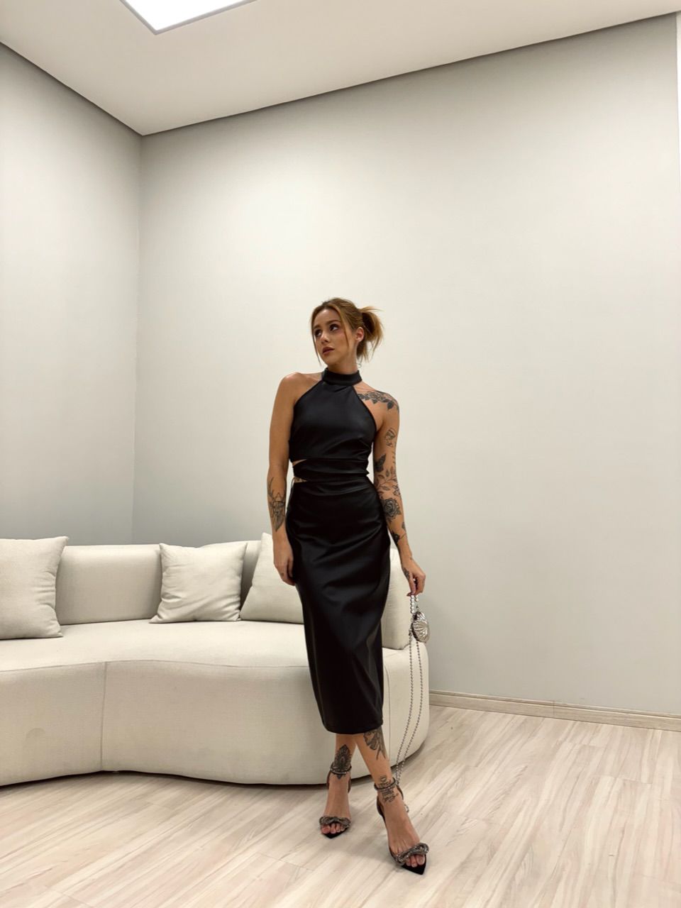 VESTIDO CLARISSE COURINO PRETO