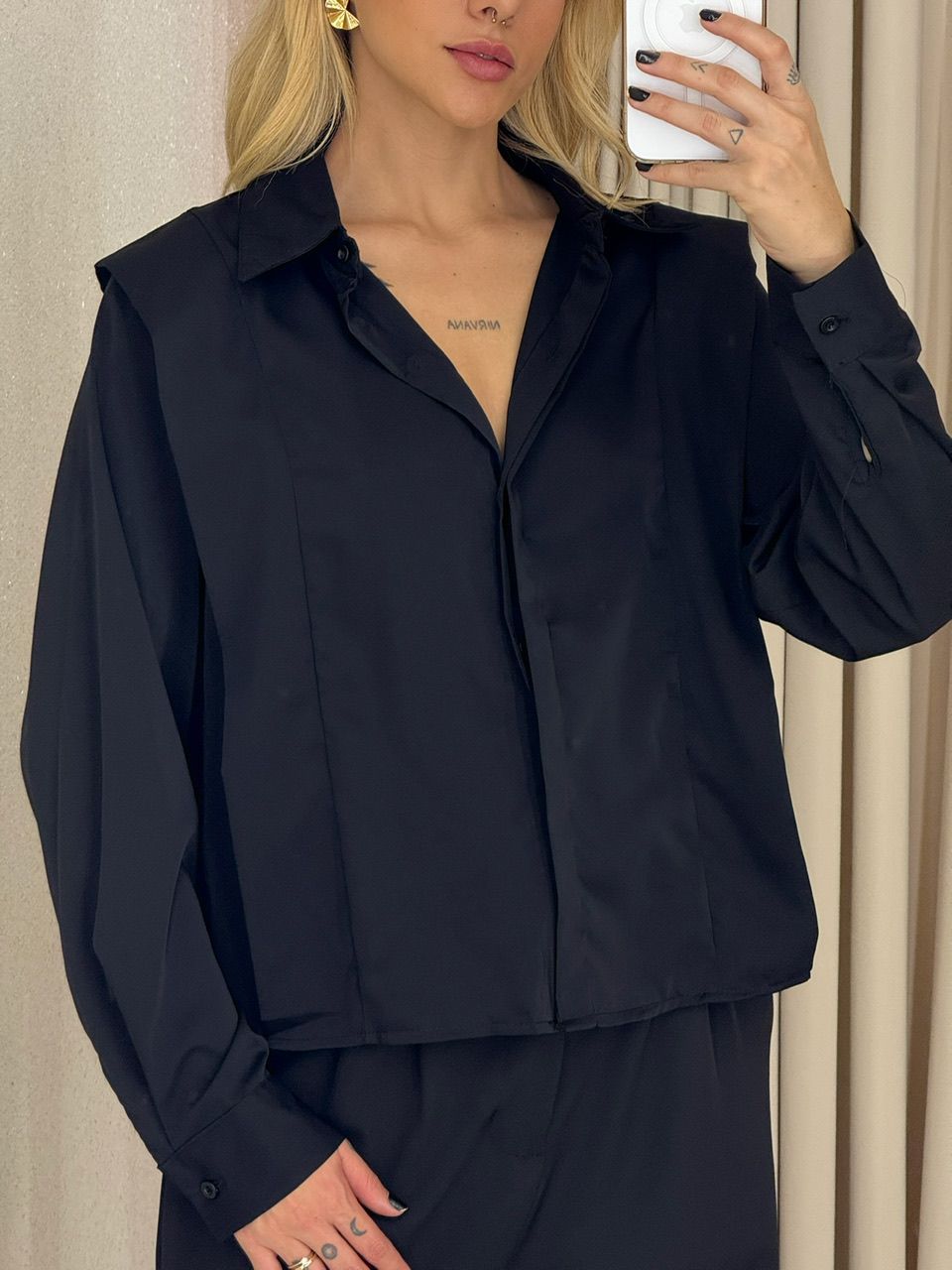 CAMISA MARTA BOTÕES PRETO