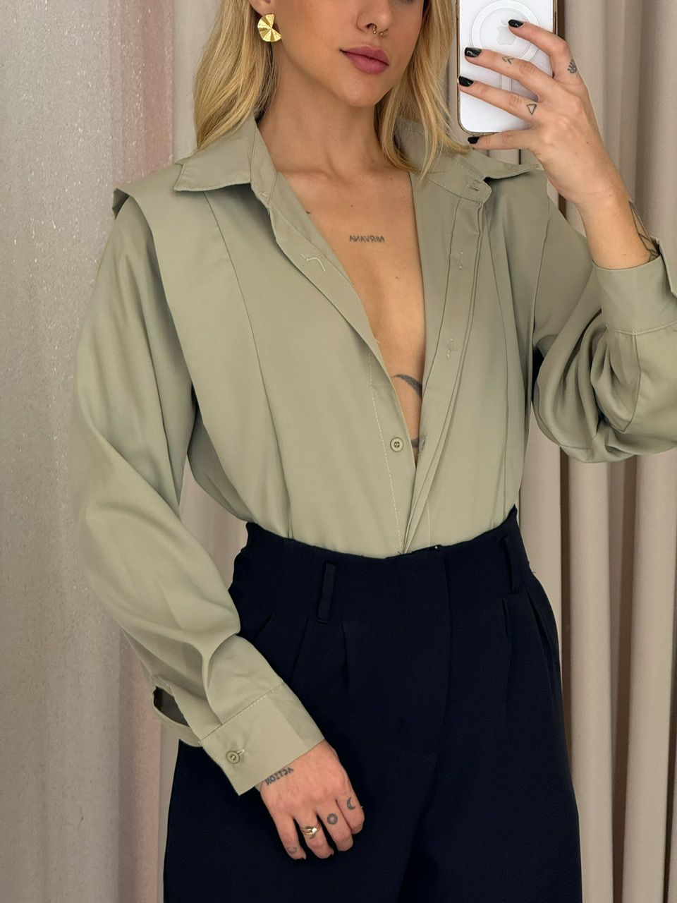 CAMISA MARTA BOTÕES VERDE