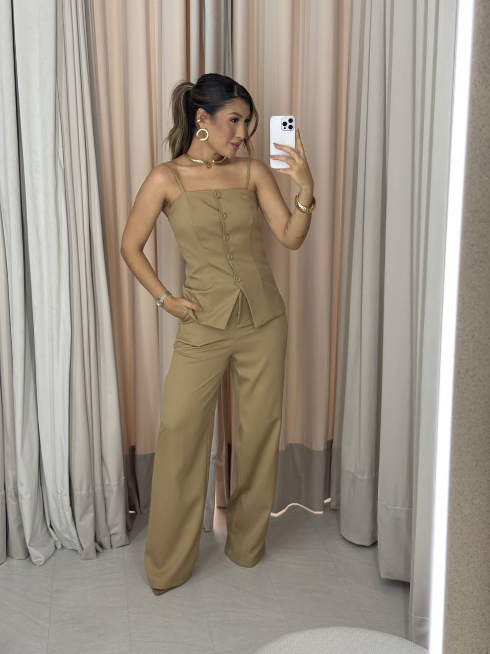 CONJUNTO MELINA BLUSA CALÇA NUDE - 0063550049 - CAROLLA FERRARO