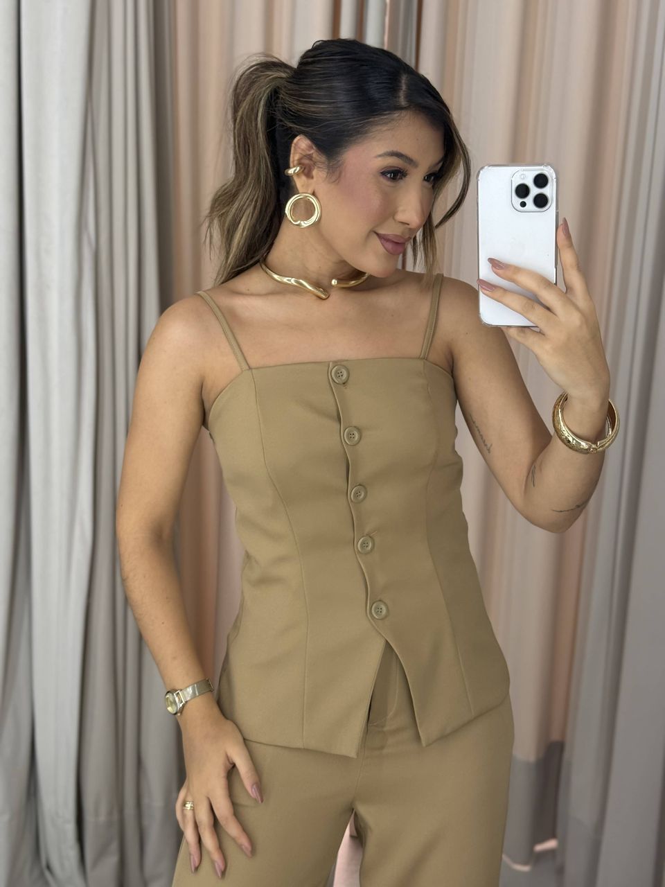 CONJUNTO MELINA BLUSA CALÇA NUDE