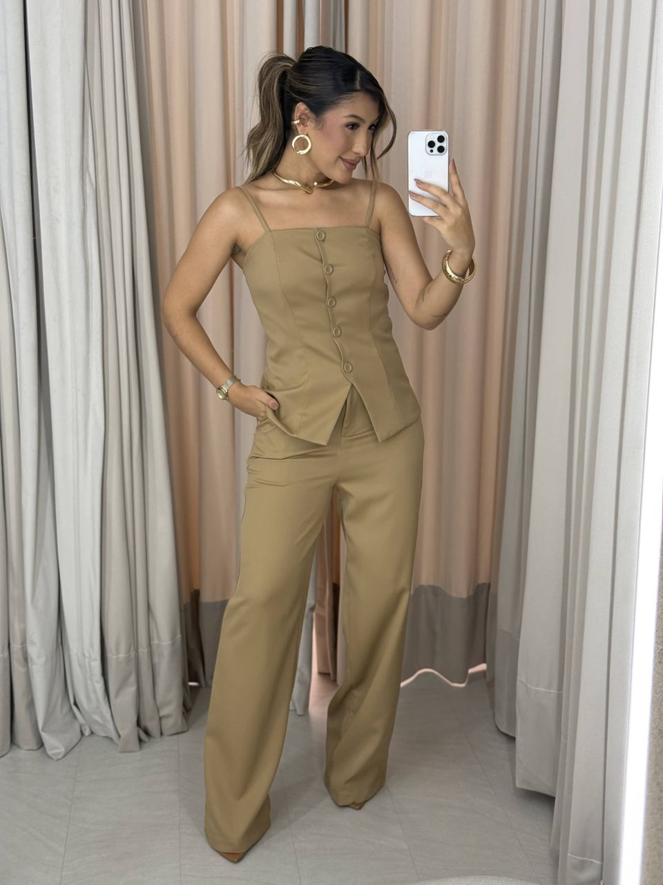 CONJUNTO MELINA BLUSA CALÇA NUDE