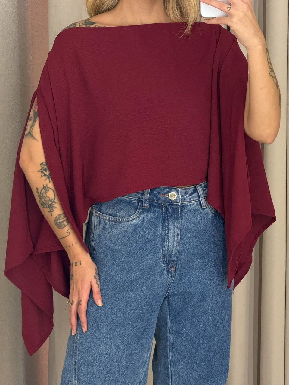 CROPPED BRUNA CAPA VINHO
