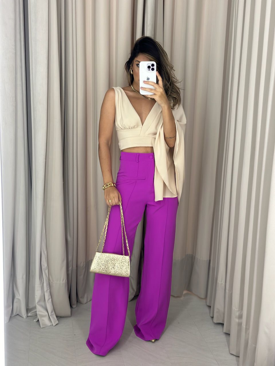 CALÇA NÁDIA PANTALONA FUCSIA
