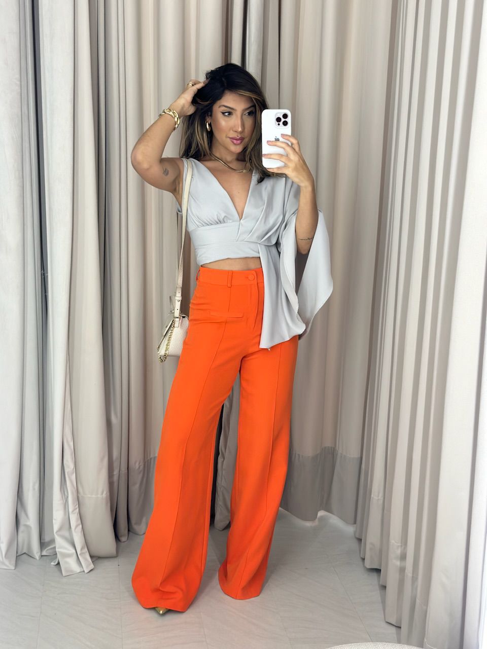 CALÇA NÁDIA PANTALONA LARANJA