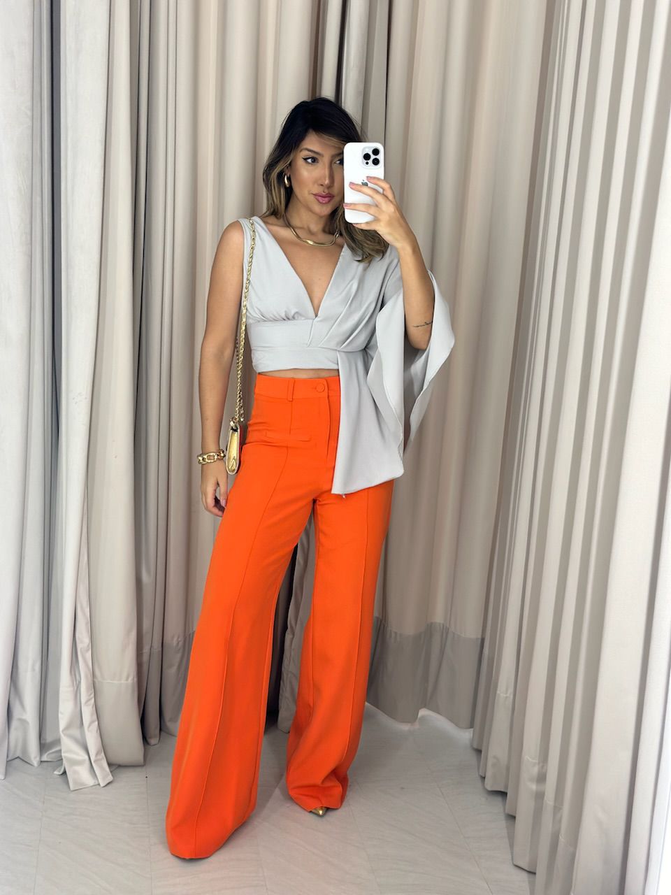 CALÇA NÁDIA PANTALONA LARANJA