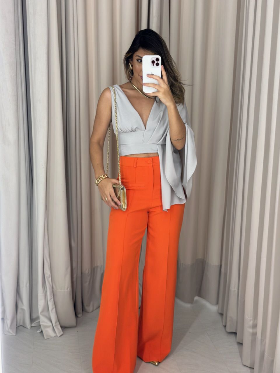 CALÇA NÁDIA PANTALONA LARANJA