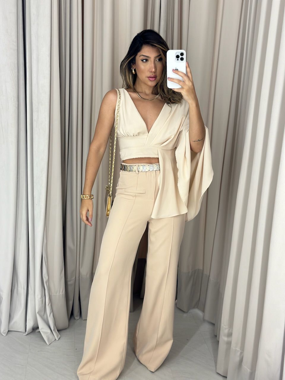 CALÇA NÁDIA PANTALONA MARFIM