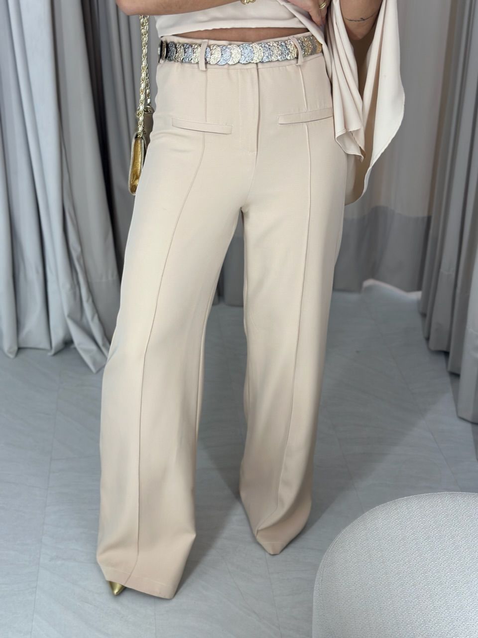 CALÇA NÁDIA PANTALONA MARFIM - 0052220056 - CAROLLA FERRARO